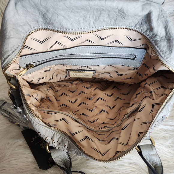 Bke Moda Luxe Bristol Satchel Large Crossbody Shoulder Handbag Gray Blue Nwt — image 8 of 8